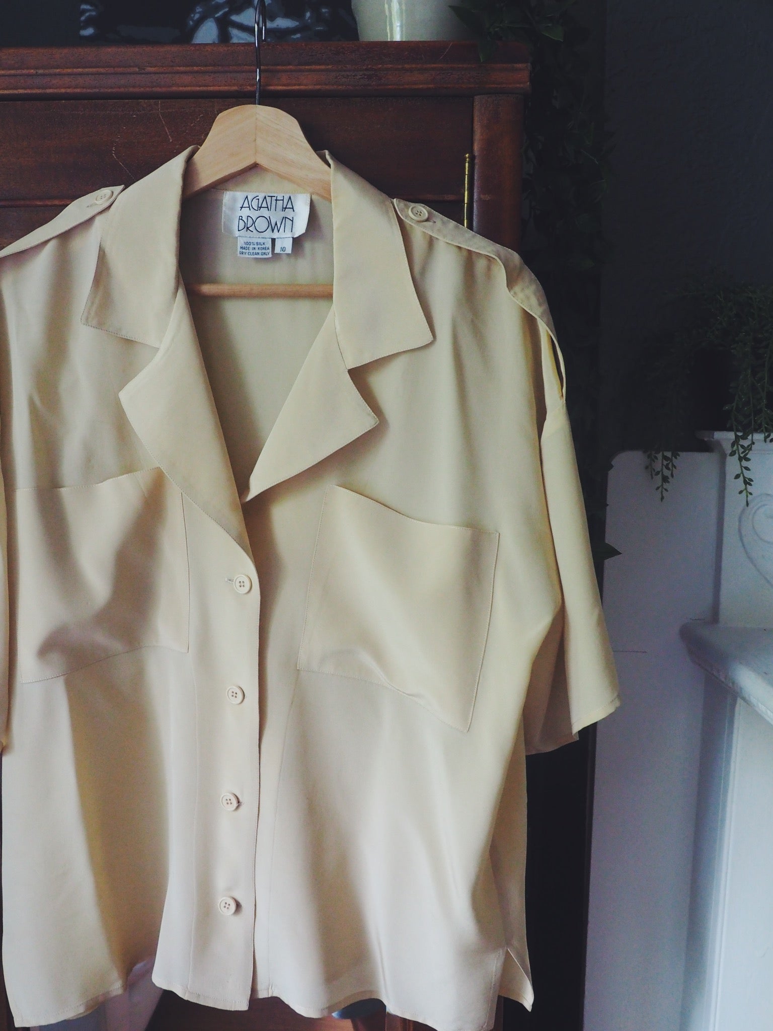 80s Pure Silk Short-Sleeve Blouse