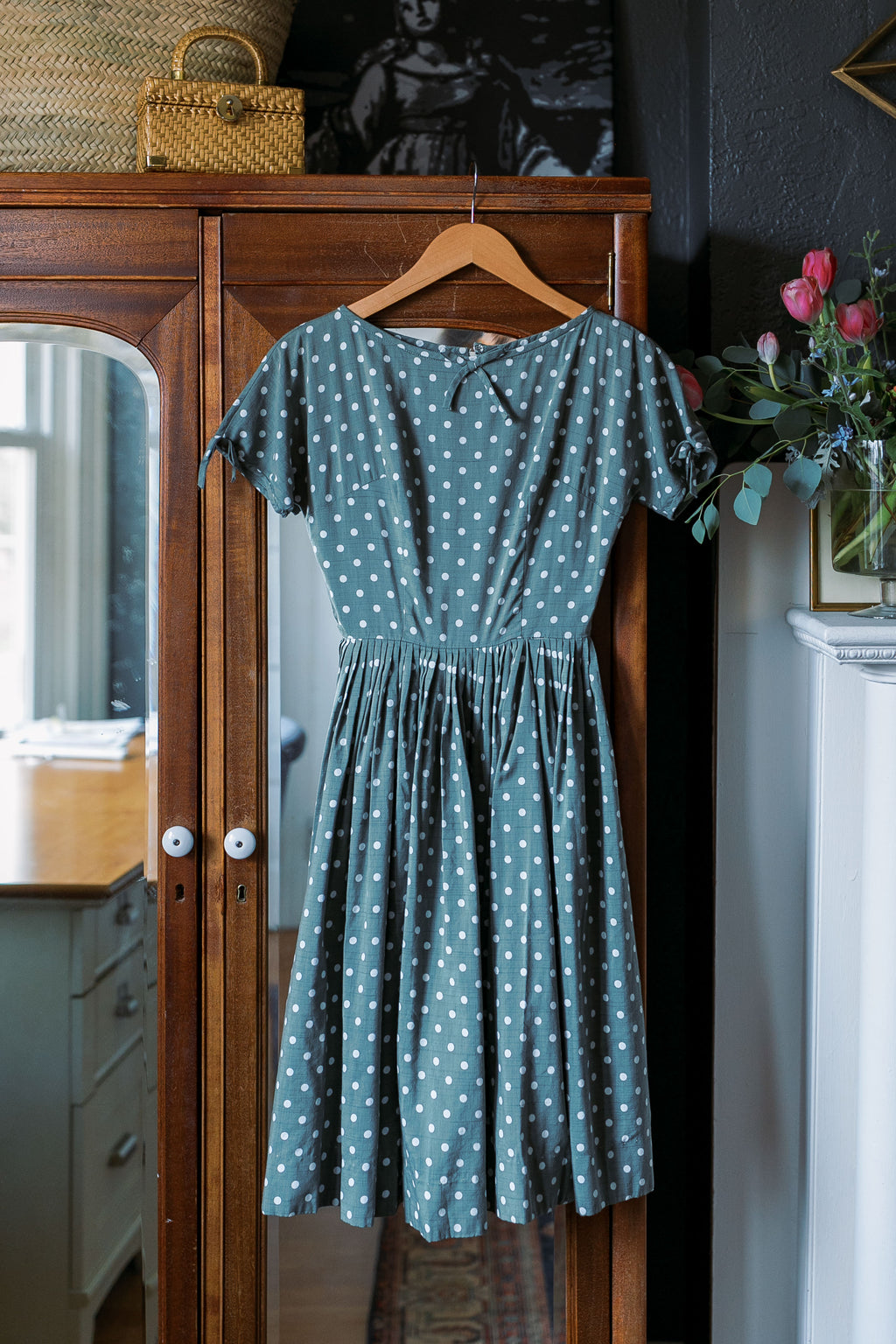 Vintage 50s Polka Dot A-Line Dress