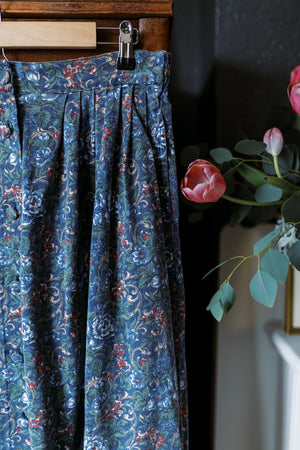 100% Cotton Vintage Floral Midi Skirt