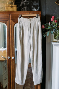 High Waisted Linen Pinstripe Pants