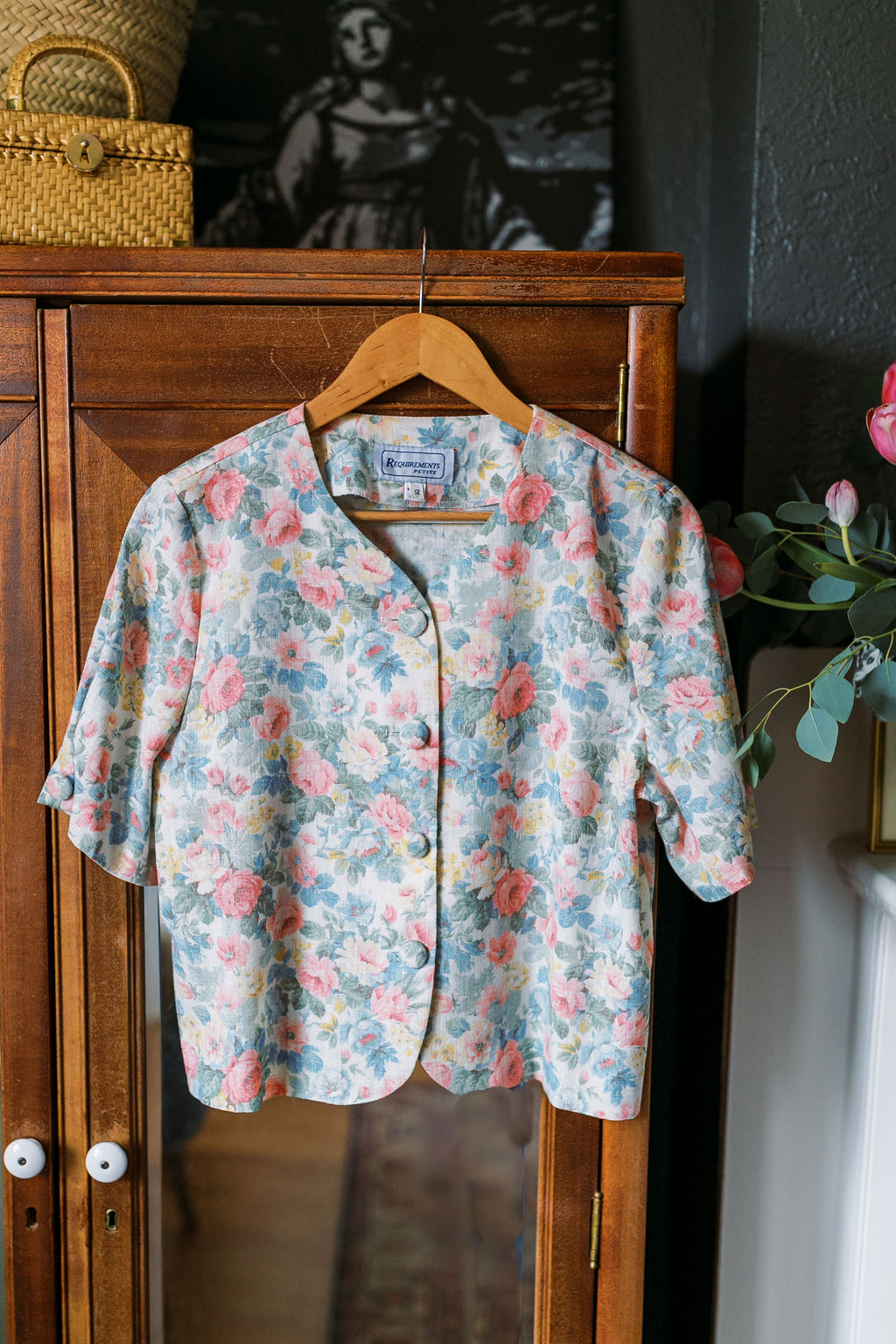 Made in the USA Vintage Floral Cropped Blouse