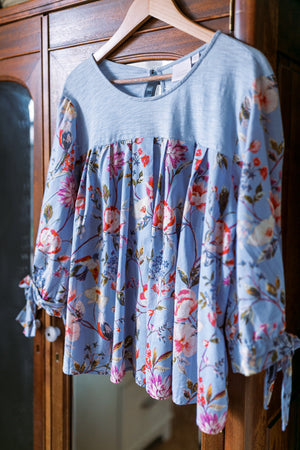 Blue Floral 100% Cotton Top