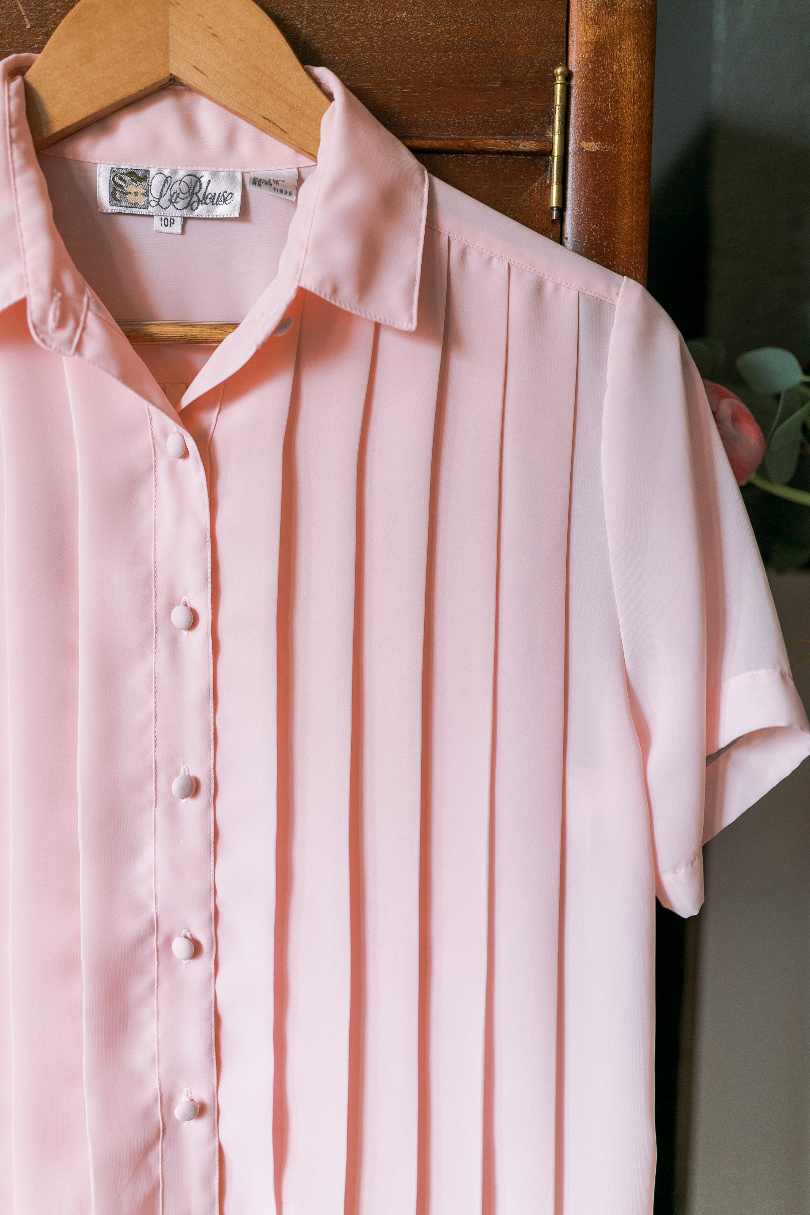 Vintage Pleated Pink Blouse