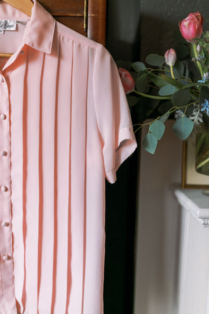 Vintage Pleated Pink Blouse