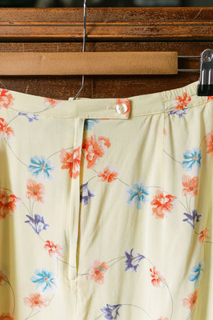 90s Yellow Floral Midi Skirt