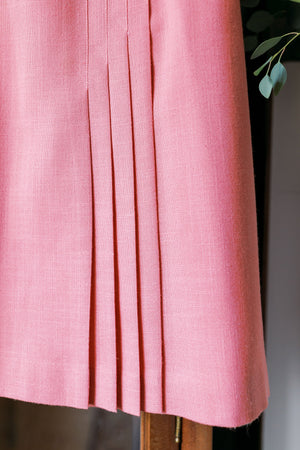 Bold Pink Pleated Midi Skirt