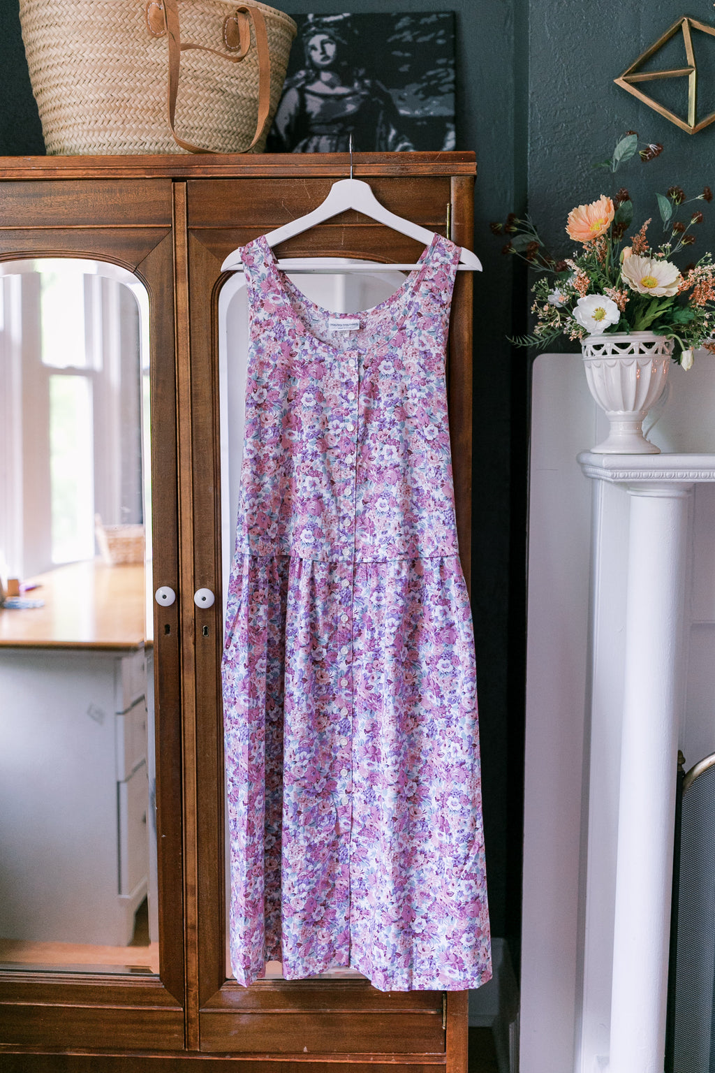 Made in the USA Vintage Floral Jumper Midi Dress