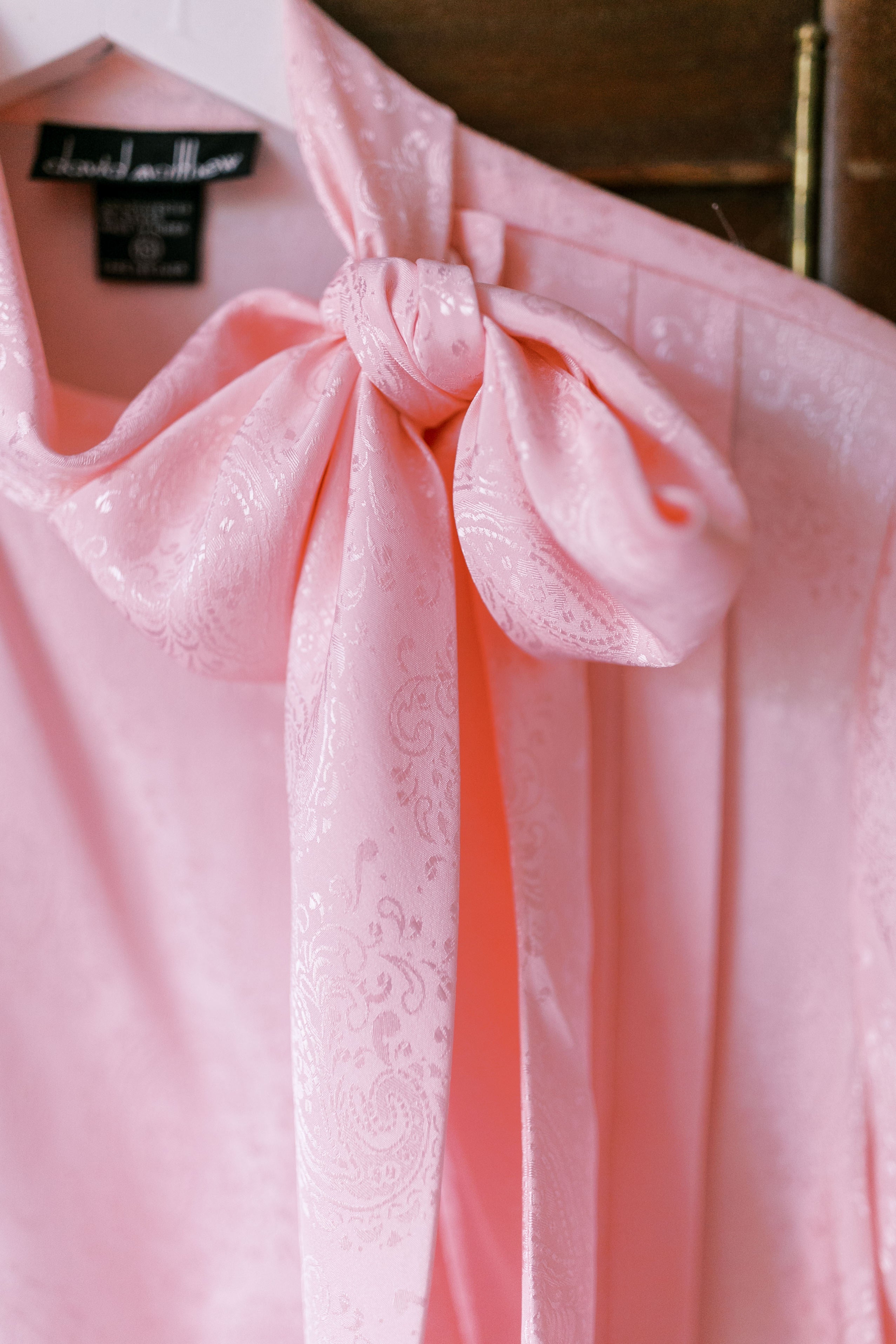 Vintage Pink Tie-Bow Secretary Blouse