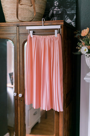 Vintage Sherbert Pink Accordion Pleat Midi Skirt