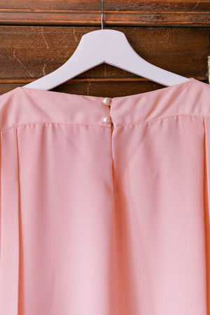 Vintage Sherbert Pink Accordion Short-Sleeve Blouse