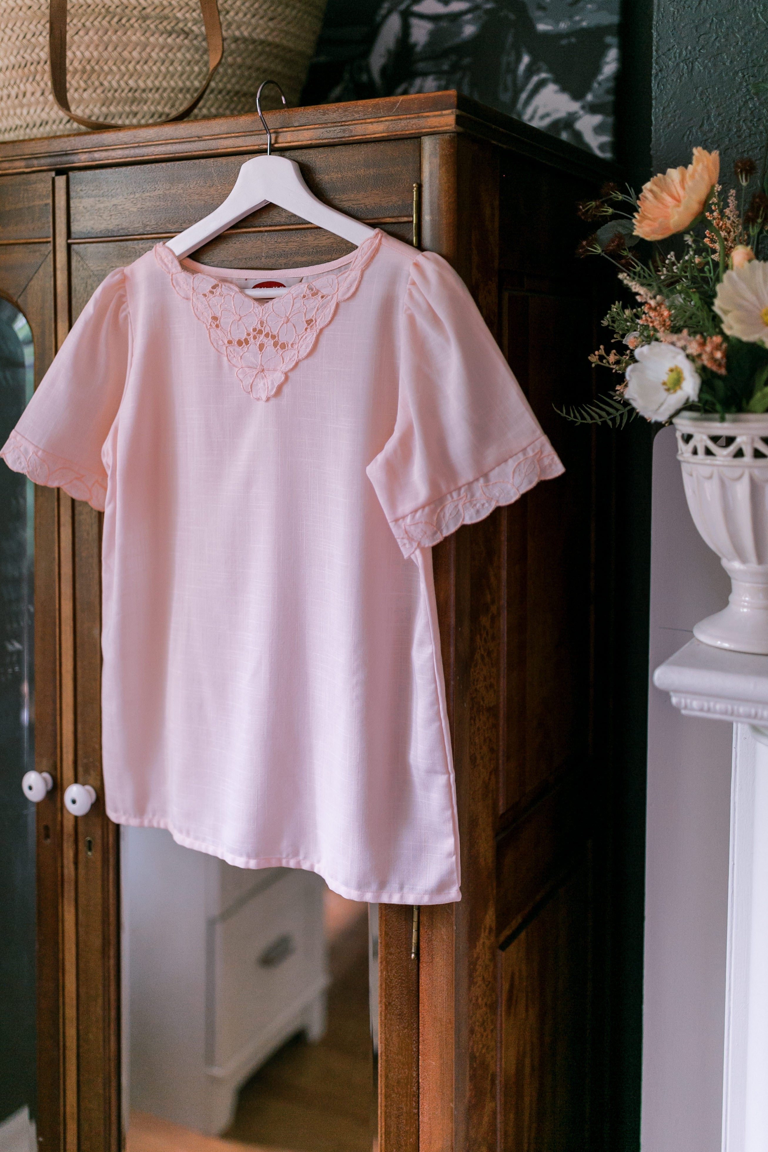 Vintage Made in USA Delicate Pink Short-Sleeve Blouse