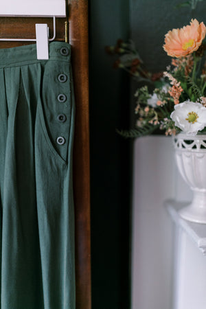 80s Olive Green A-Line Midi Skirt