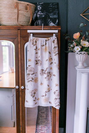 100% Polyester Buttercream Floral Midi Skirt (part of set)