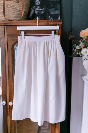Made in the USA Buttercream Pleated Midi-Skirt