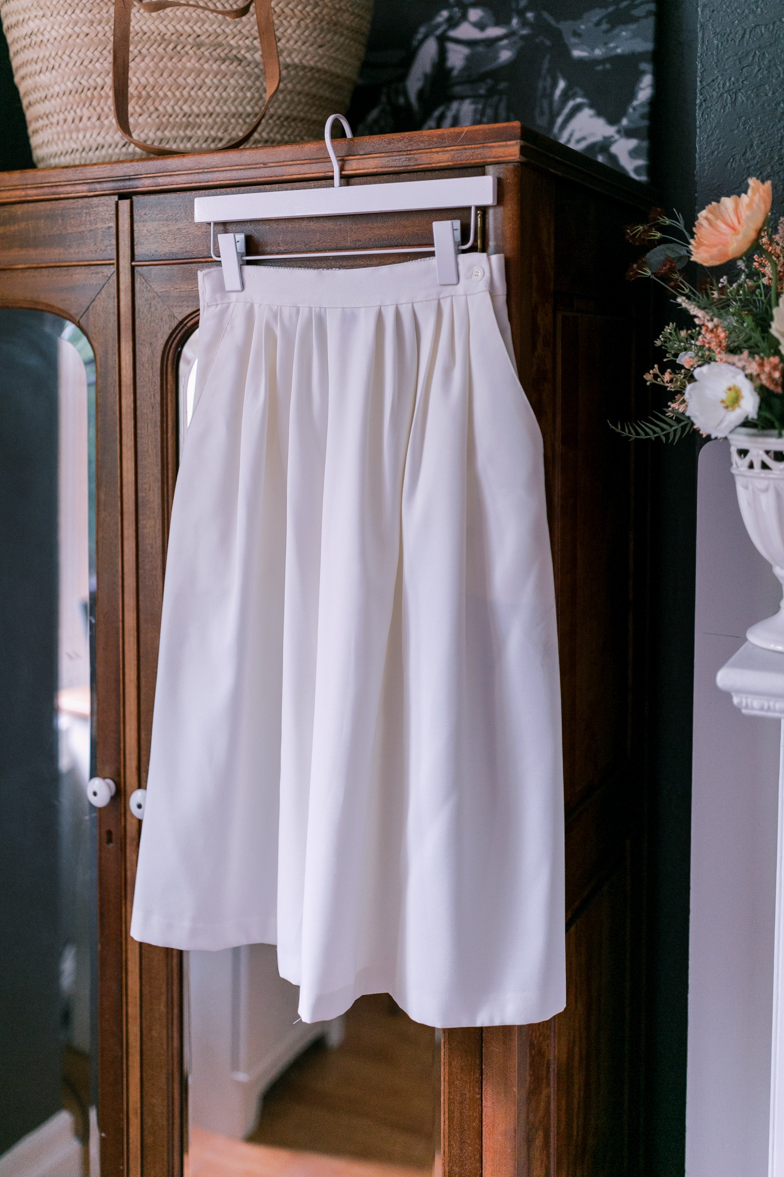 Made in the USA Buttercream Pleated Midi-Skirt