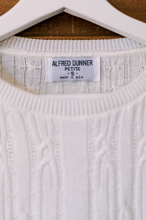Made in the USA Vintage Cable-Knit Sweater Blouse (offwhite, Alfred Dunner)