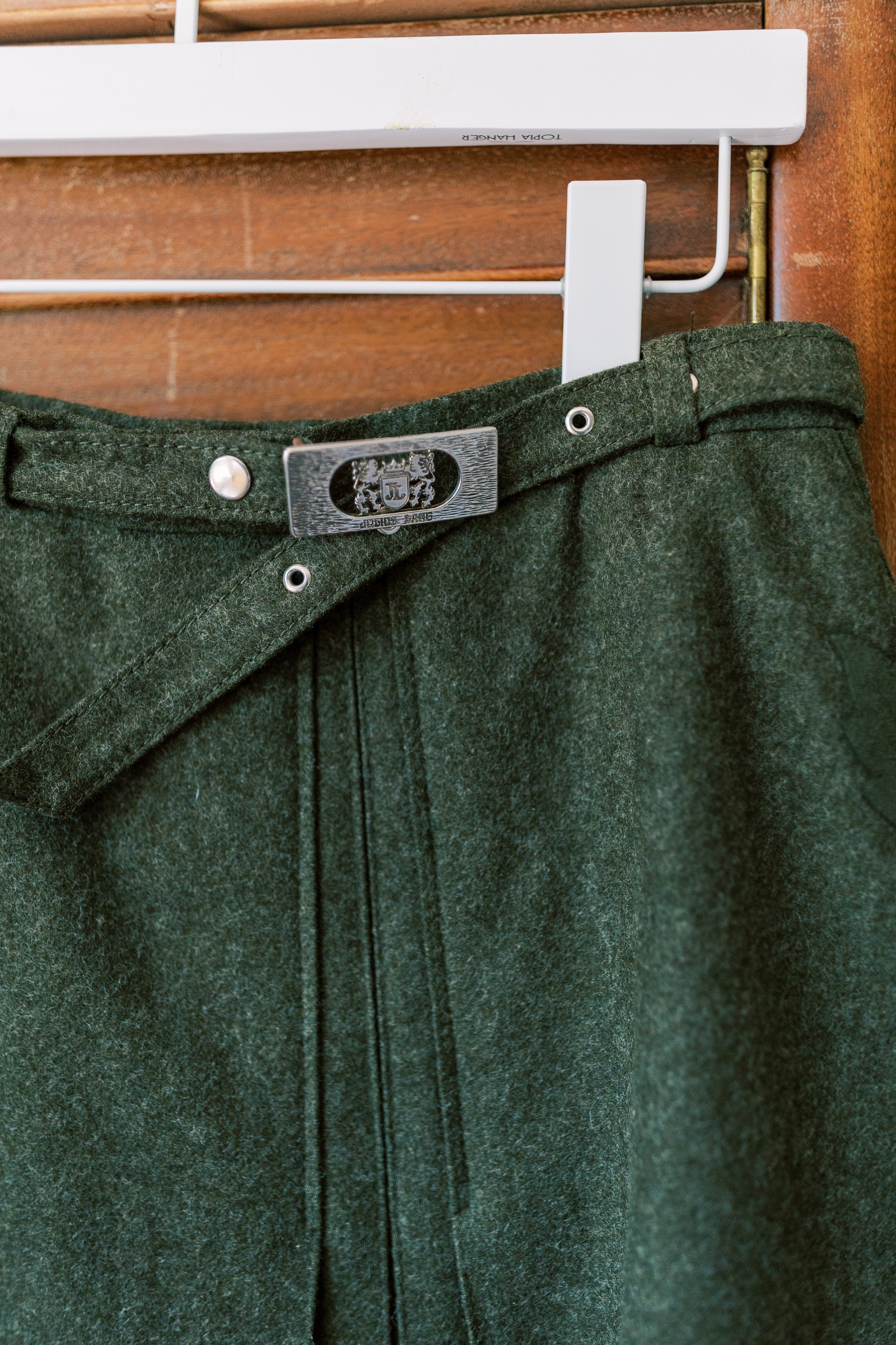 Vintage Evergreen Wool Blend Midi Skirt