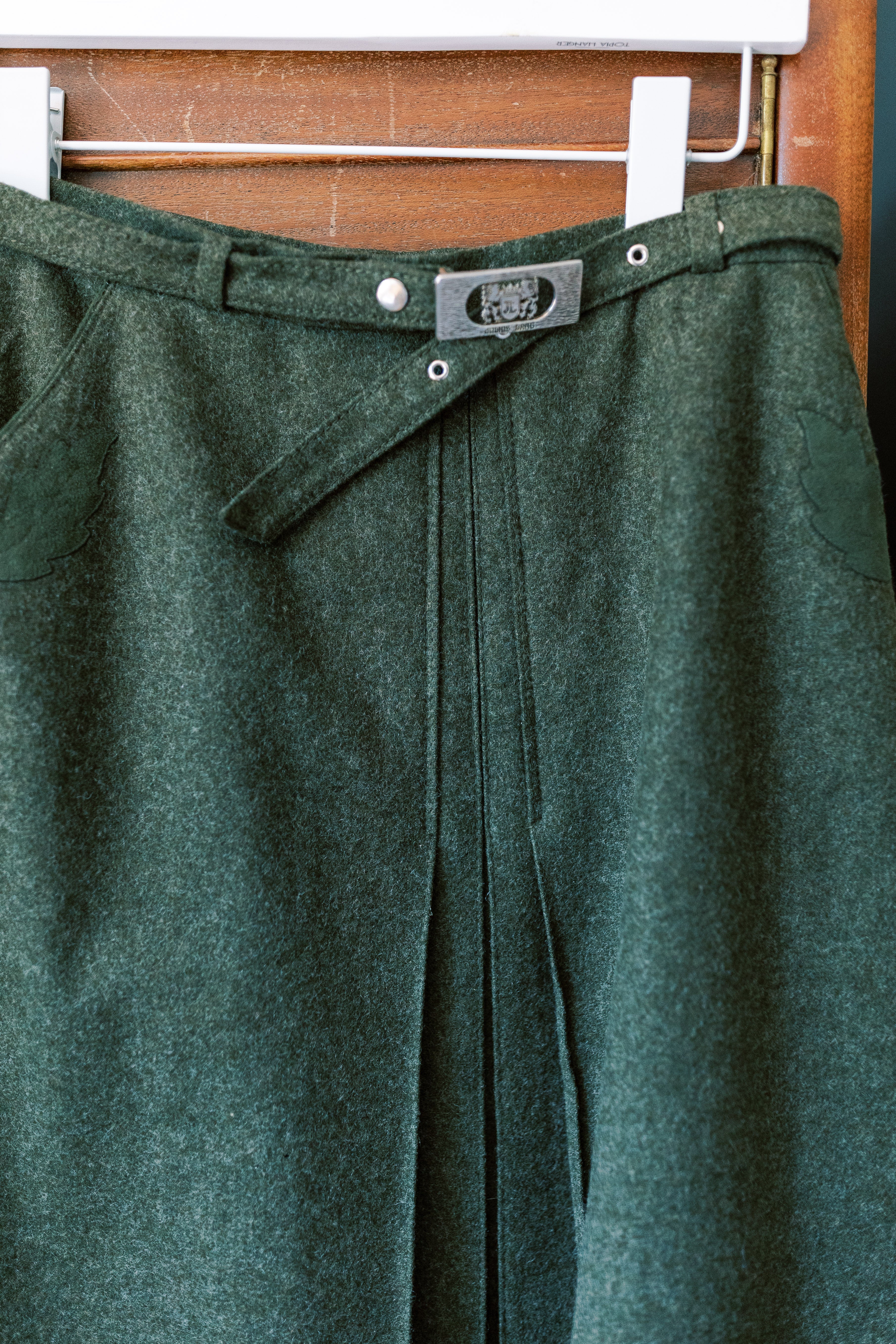 Vintage Evergreen Wool Blend Midi Skirt