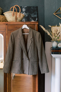 Vintage 100% Wool Brown Blazer (Part of Set)