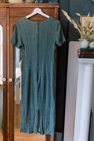 Made in the USA Olive Green Crepe Midi Dress