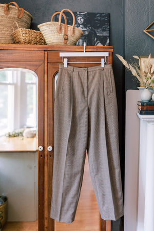 Vintage Wool-Blend Plaid Pants