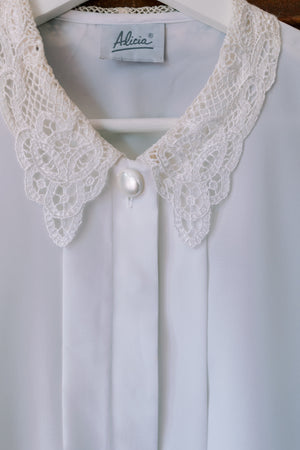 Vintage Crocheted Lace Collar Blouse