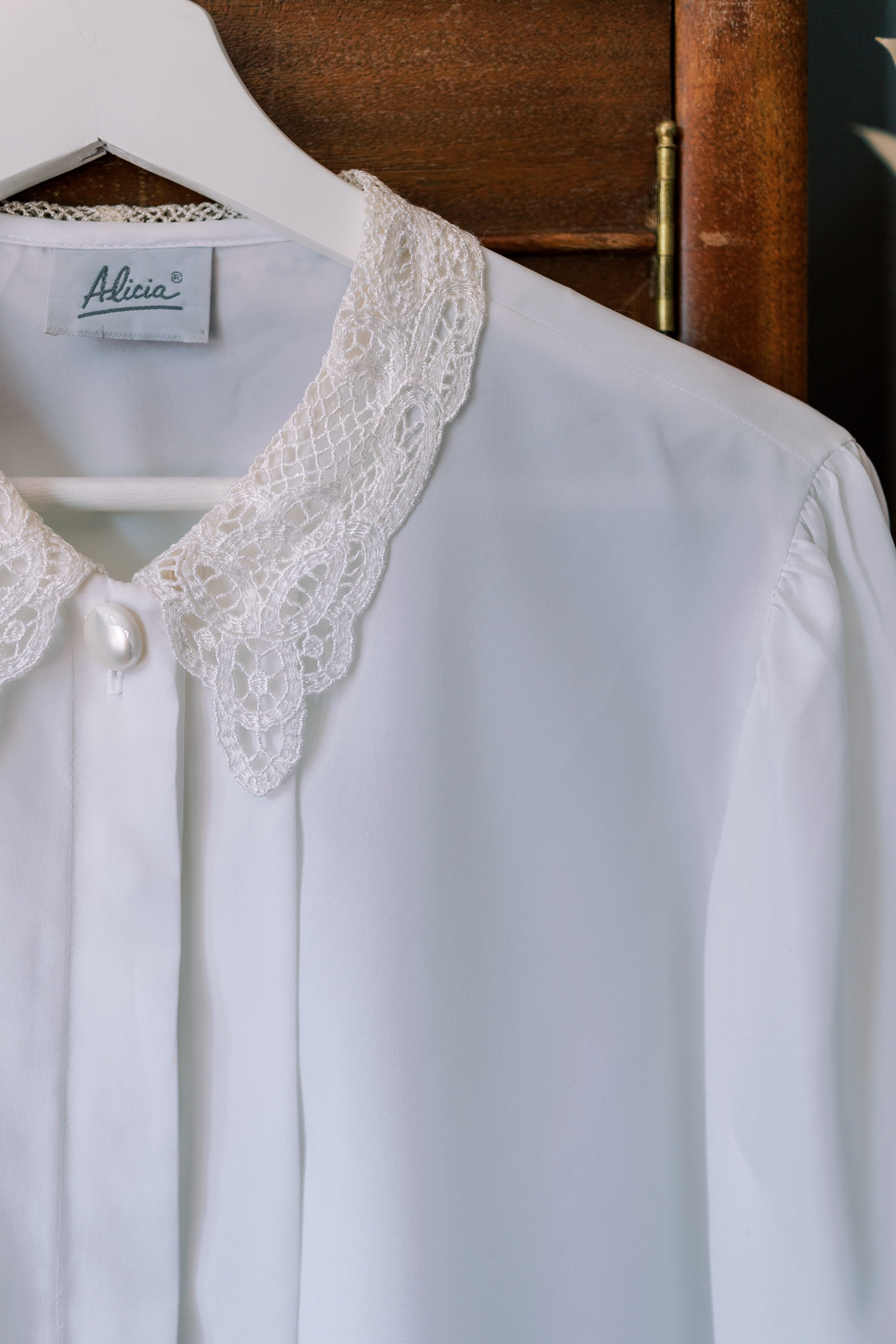 Vintage Crocheted Lace Collar Blouse