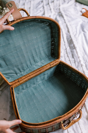 Vintage Green Basket "Suitcase" Bag