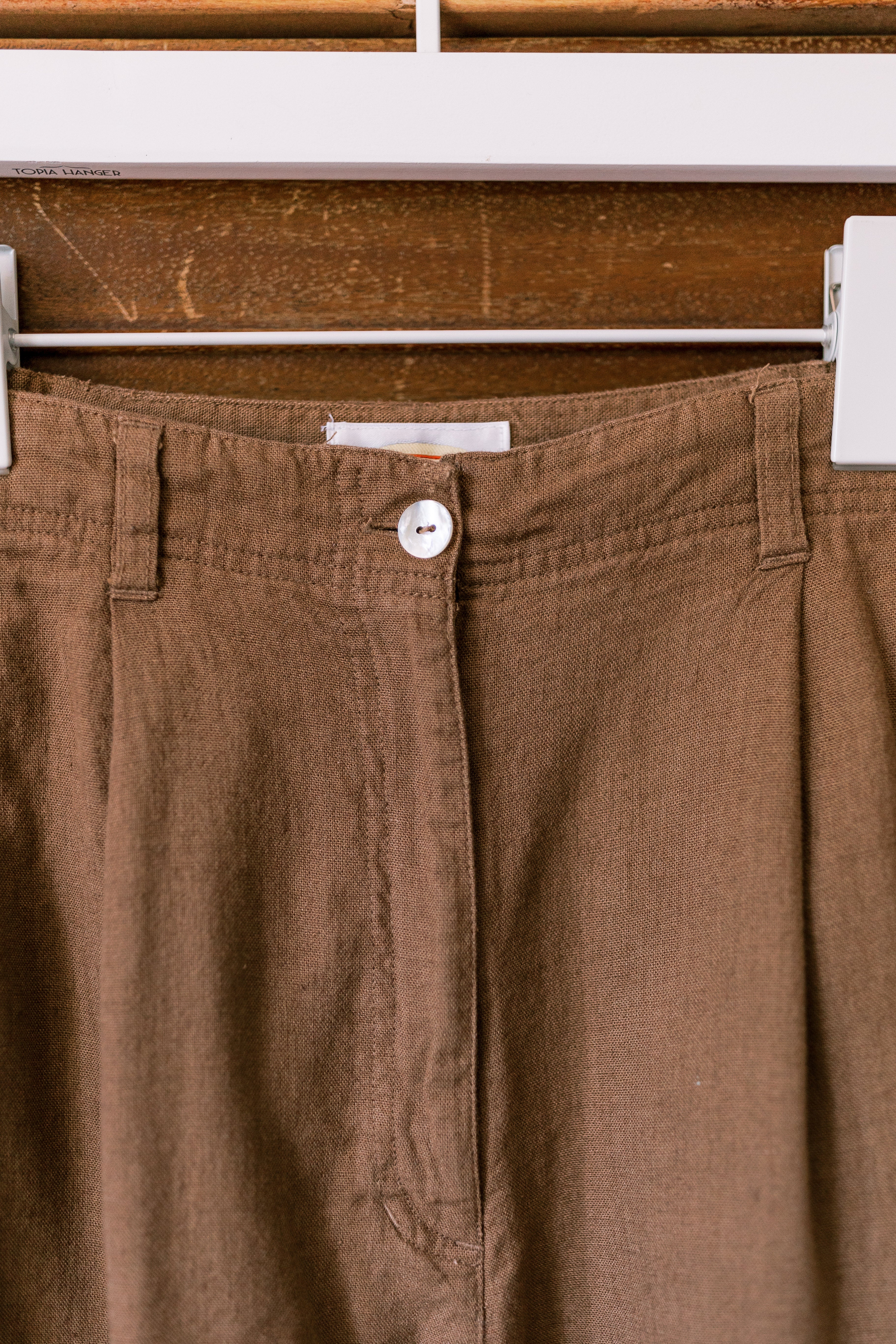 Hazelnut High-Waisted Linen Blend Shorts
