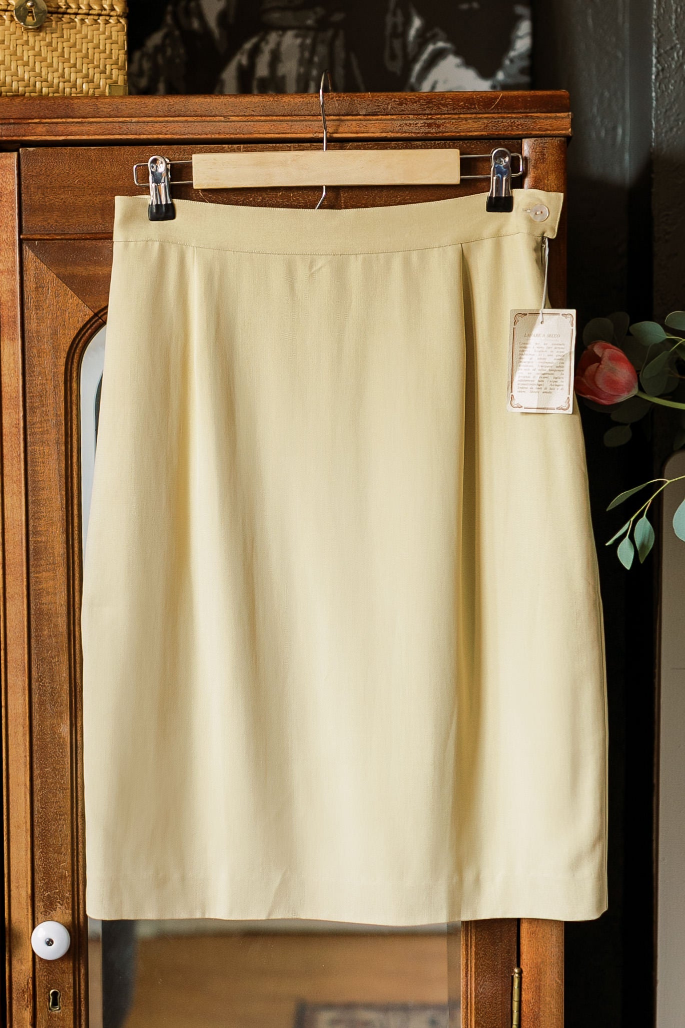 100% Silk Cream Pencil Skirt