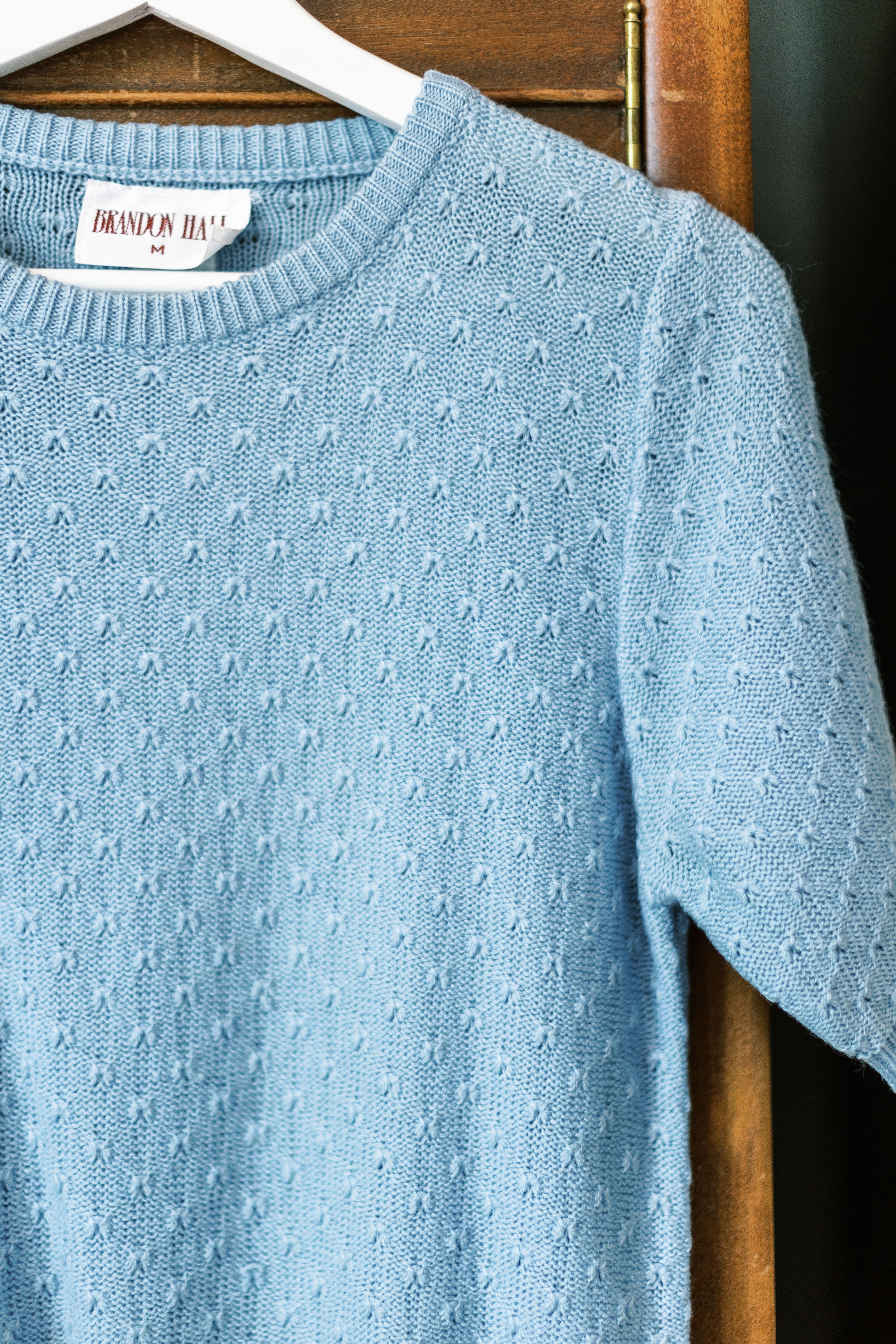 Vintage Dusty Blue Short Sleeved Sweater