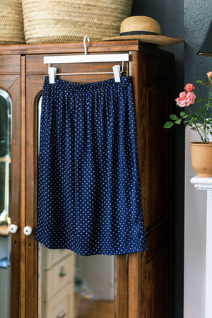Vintage Navy Blue Polka Dot Skirt (Part of set)