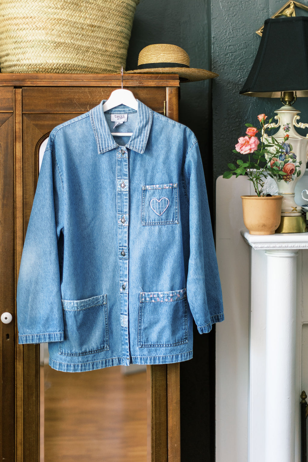 100% Cotton Vintage Oversized Denim Button-Down Jacket