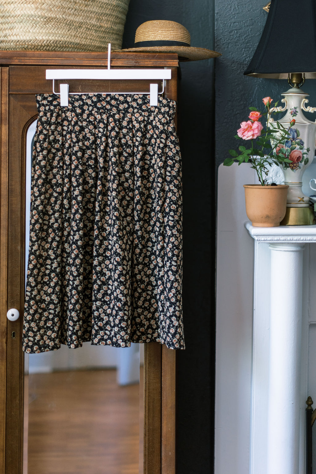 Made in the USA Vintage Floral Midi Skirt