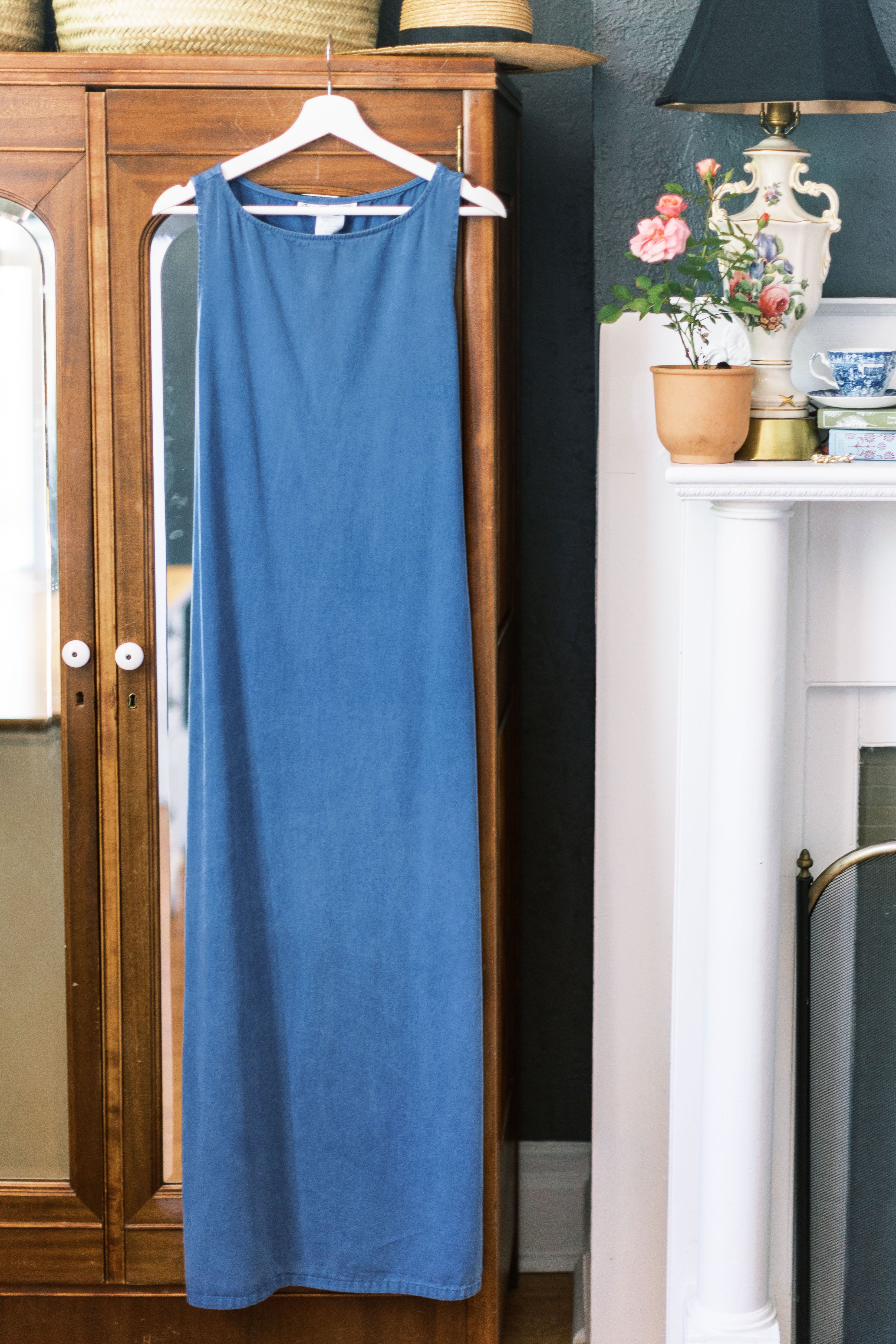 90s Chambray Minimal Column Dress