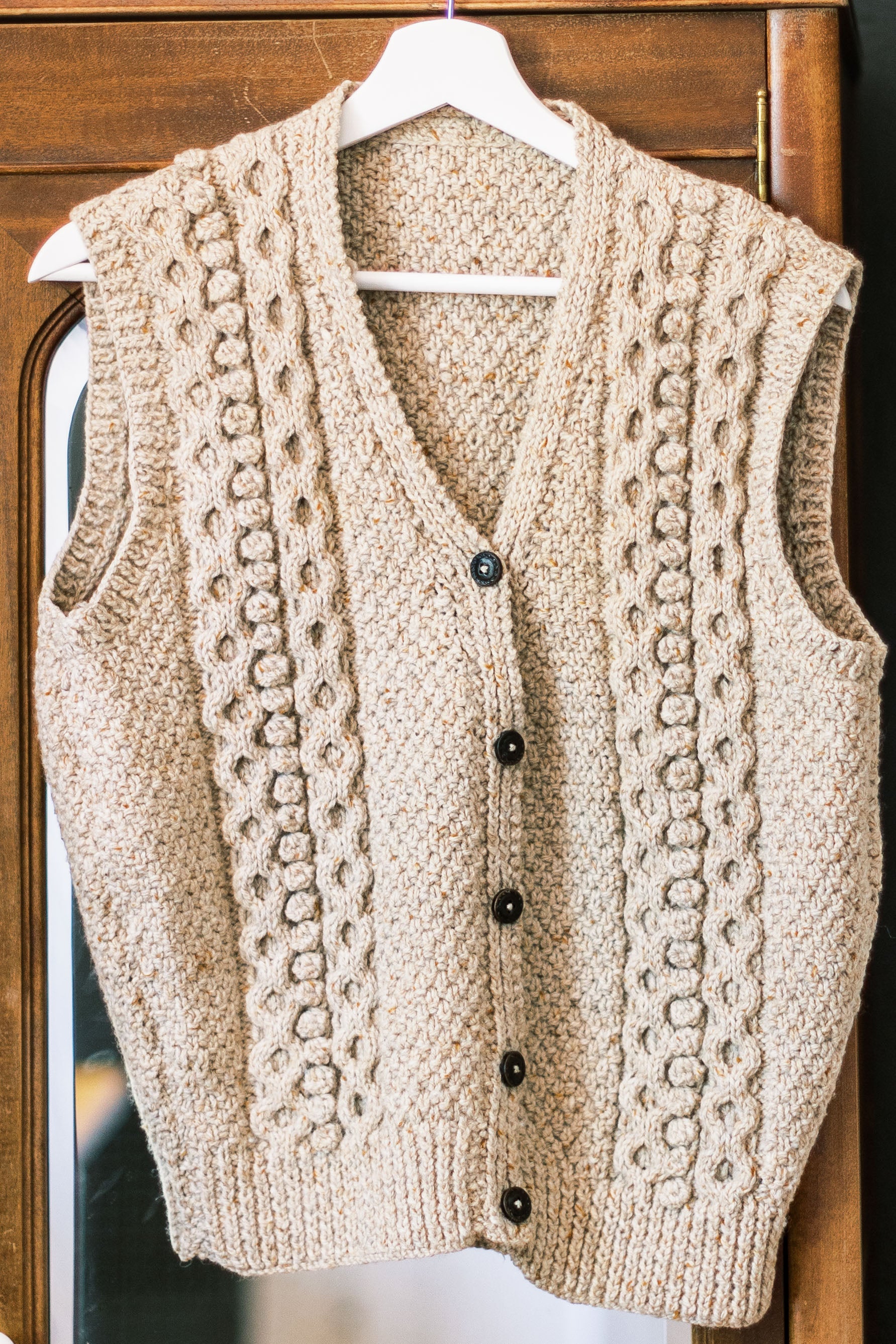 Vintage Fisherman-Knit Sweater Vest