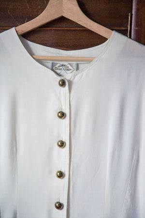 Vintage 80s White Button Front Jumpsuit