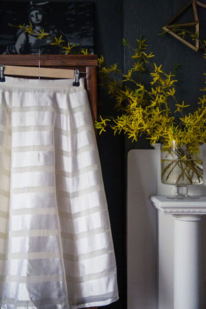Vintage Petite White Striped A-Line Skirt