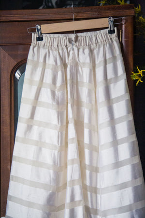 Vintage Petite White Striped A-Line Skirt