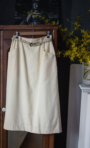 Vintage Cream Pencil Midi Skirt