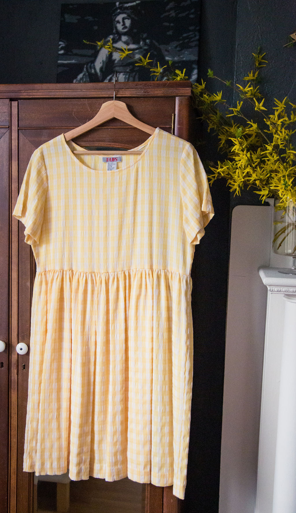 90s Yellow Gingham Baby Doll Dress