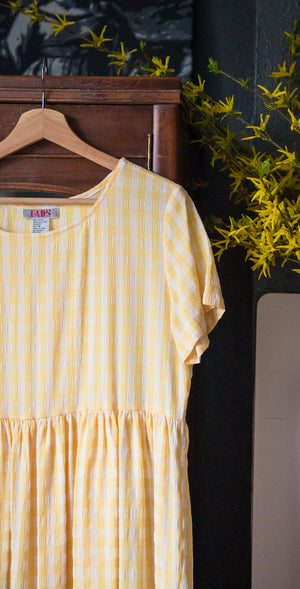 90s Yellow Gingham Baby Doll Dress