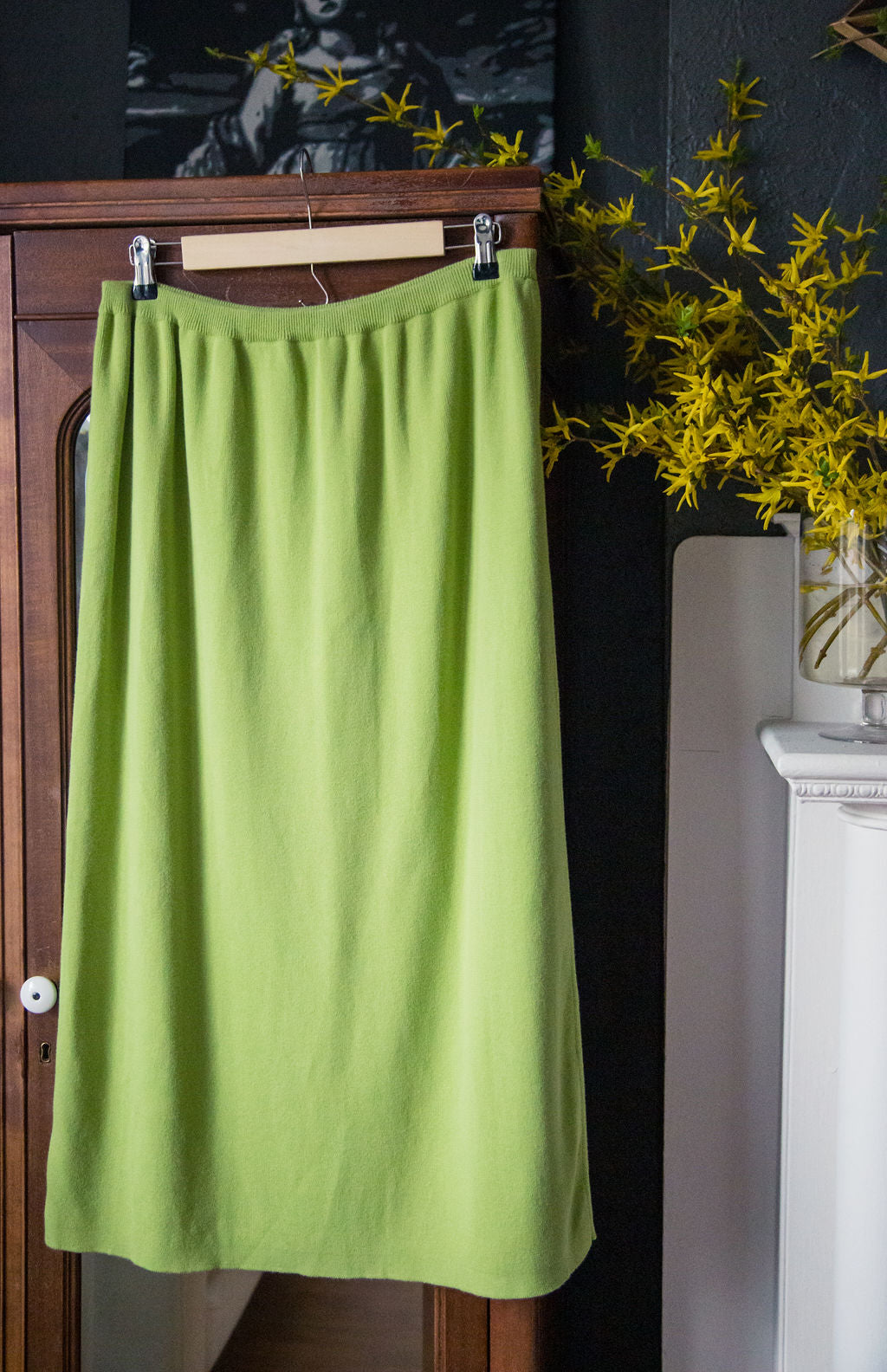 Vintage Lime Green Cotton Knit Midi