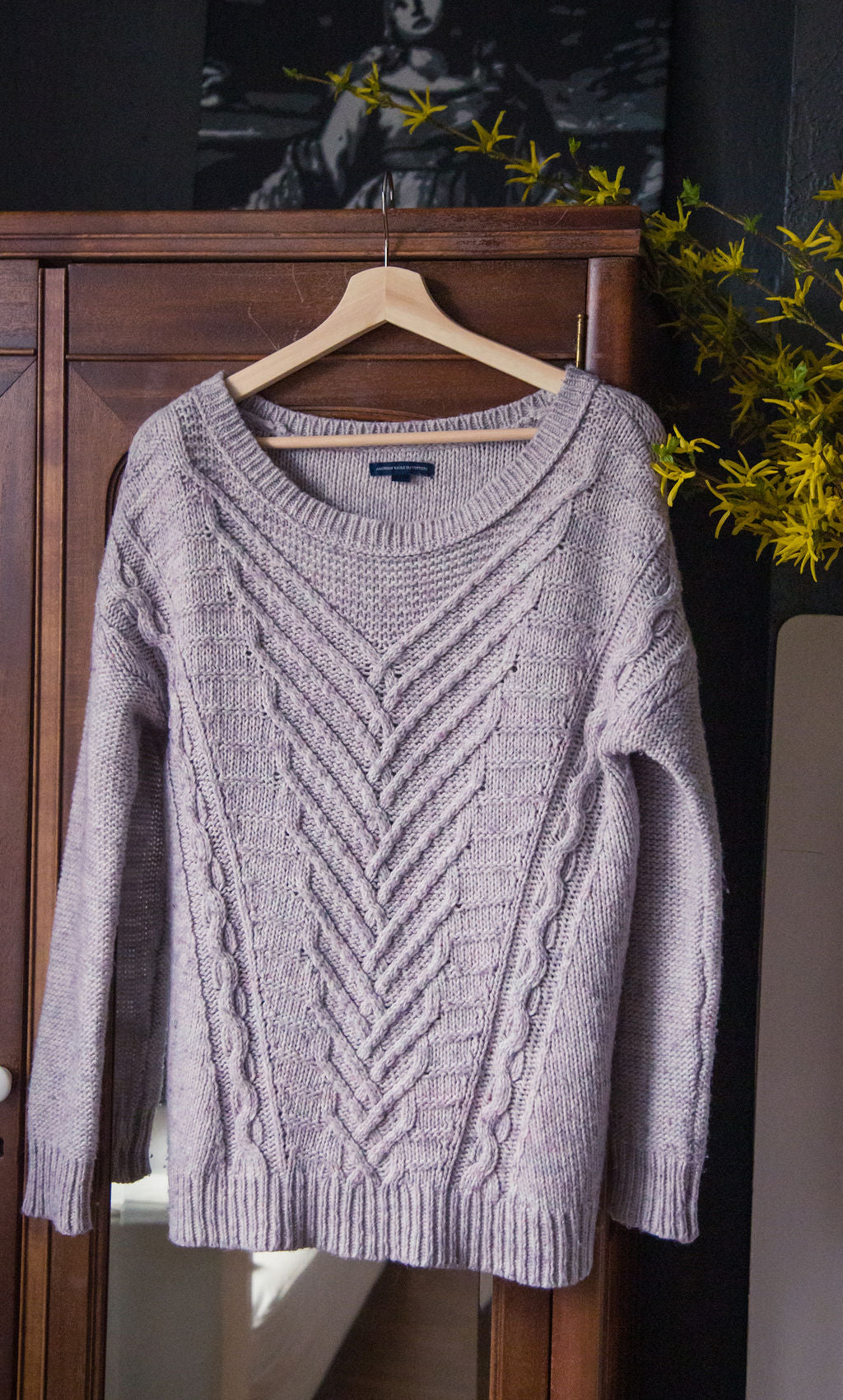 American Eagle Lavender Cable-Knit Sweater
