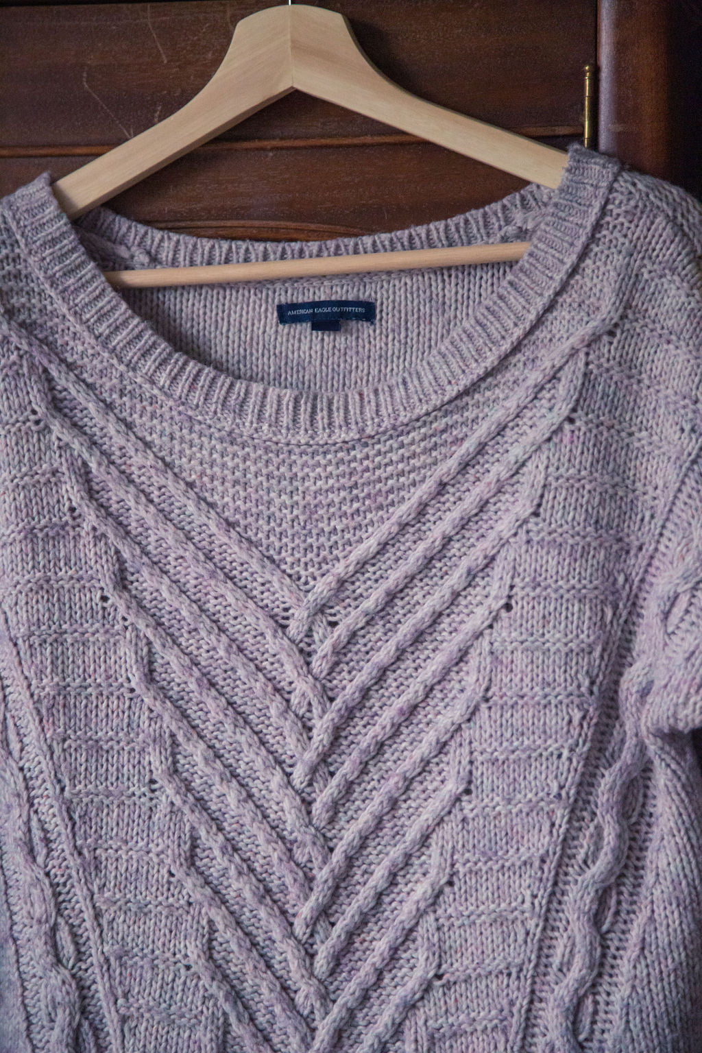 American Eagle Lavender Cable-Knit Sweater