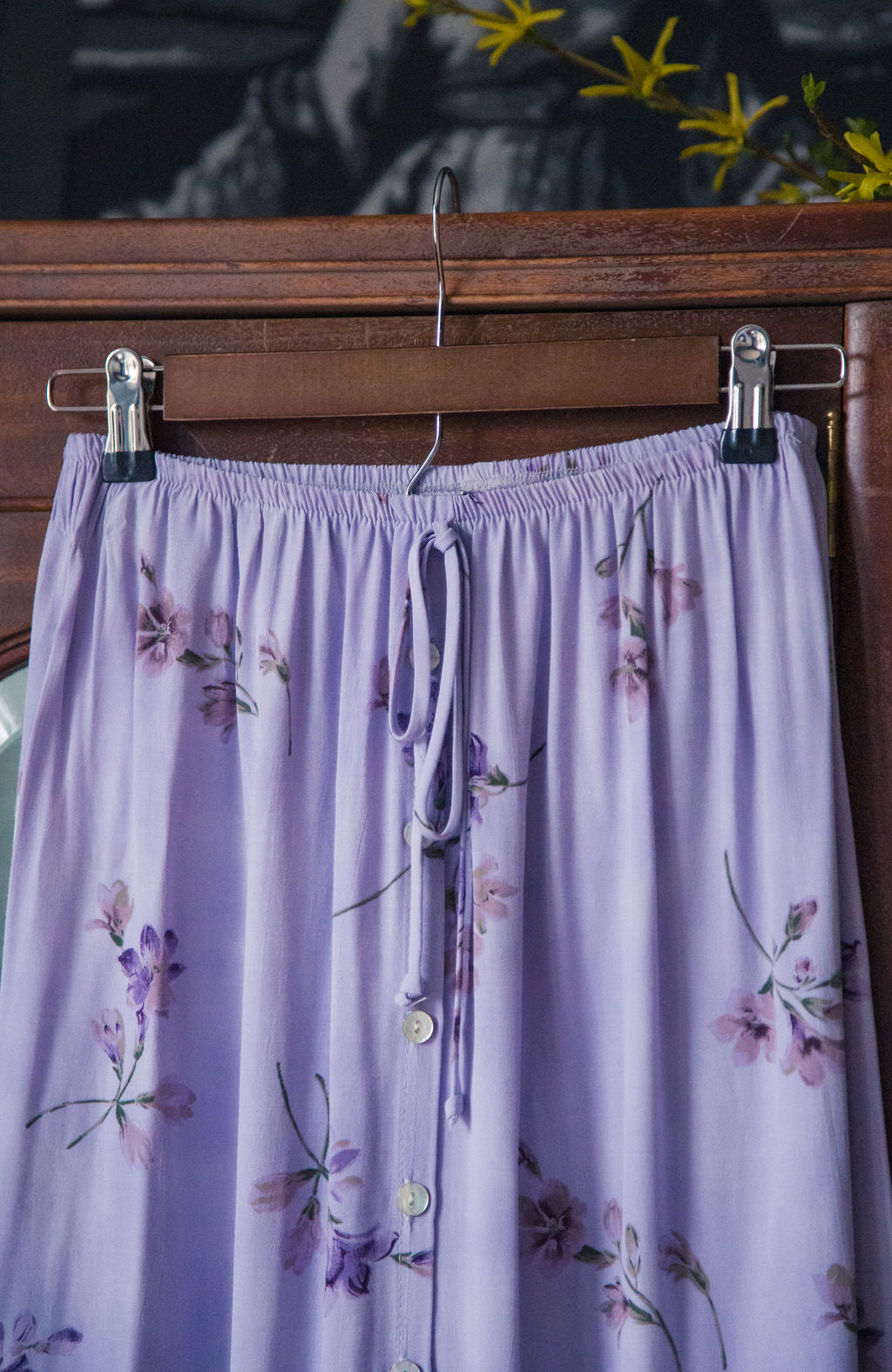 Vintage 90s Lilac Floral Midi Skirt
