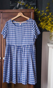 90s Baby Doll Blue Gingham Dress
