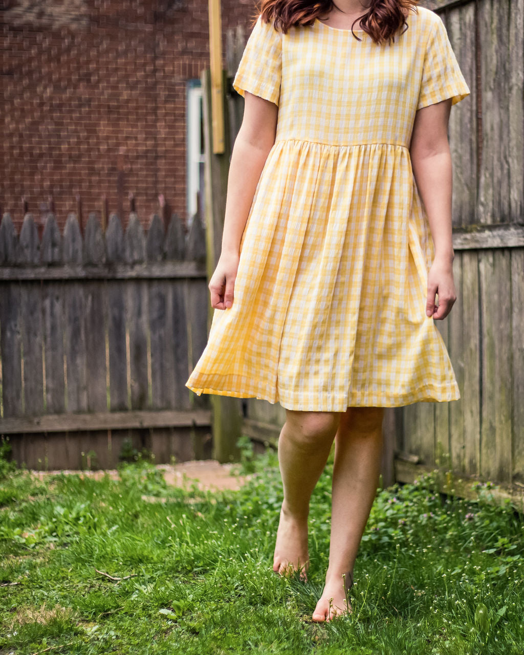 90s Yellow Gingham Baby Doll Dress