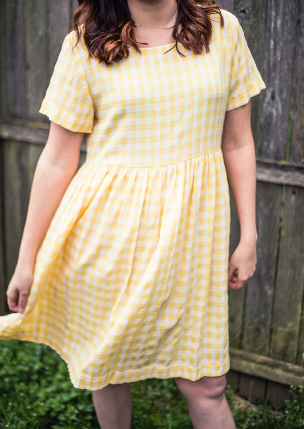90s Yellow Gingham Baby Doll Dress