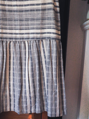 French Stripe Gray Drop Waist Dress